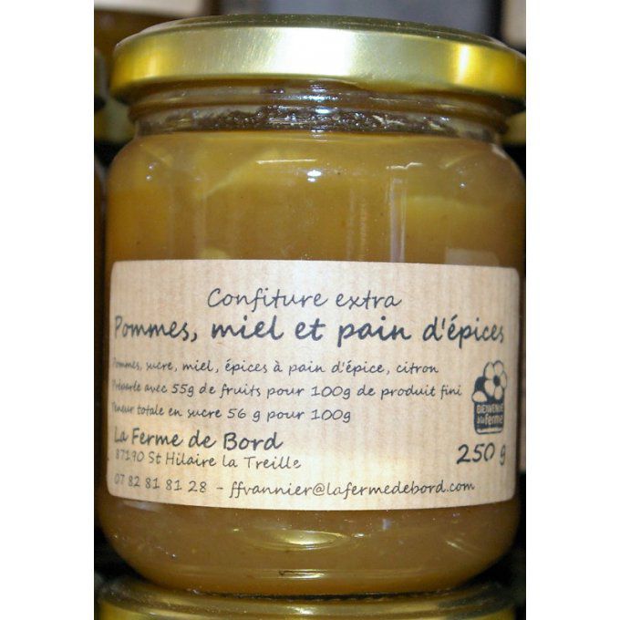 confiture de pommes, miel et pain d'épices 220 g